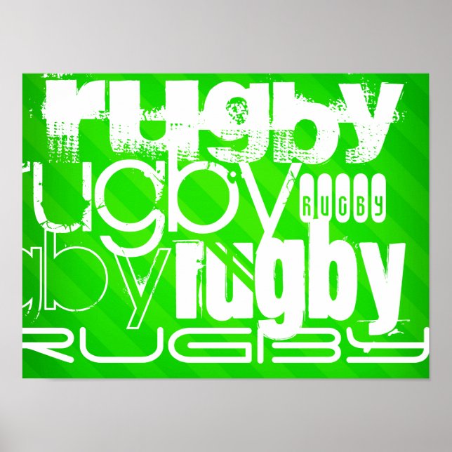 Rugby; Neon Green Stripes Poster (Vorne)