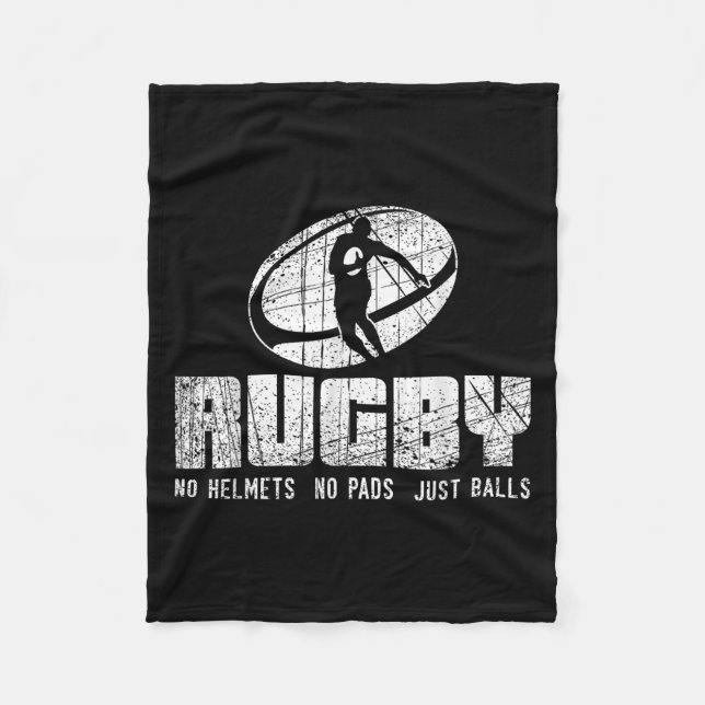 Rugby No Helmet No Pads Just Shirt - Funny Rugby Q Fleecedecke (Vorderseite)