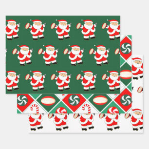 Rugby Noël Vacances Papier à enveloppement cadeau