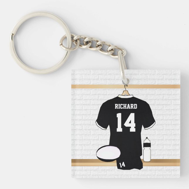 Rugby personnalisé Jersey noir et blanc (Devant)