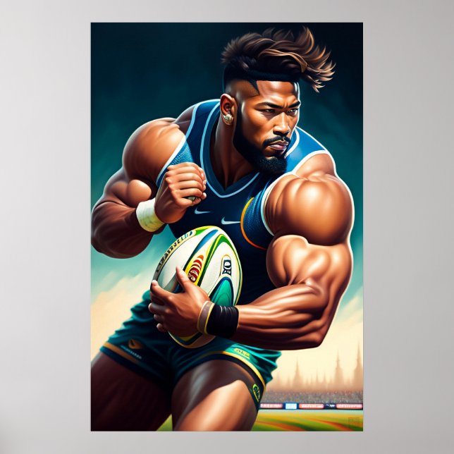 Rugby Player Art Print Poster (Vorne)