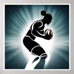 Rugby Player Art Print Poster