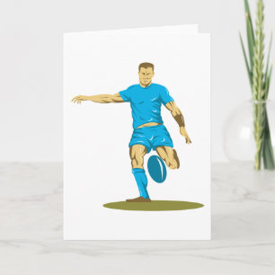Rugby Player Kicking Ball Athletic Sports Karte