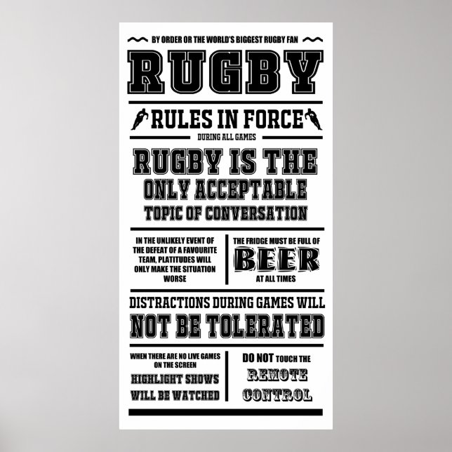 Rugby-Regeln in Kraft - großes Poster (Vorne)