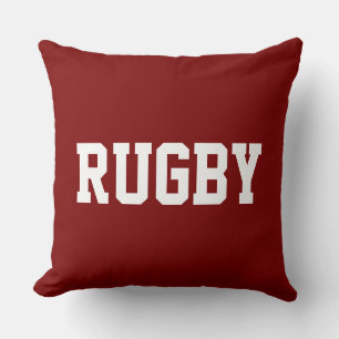 RUGBY Spaß 70er Jahre Athletik Weißer Text Auf Fet Kissen