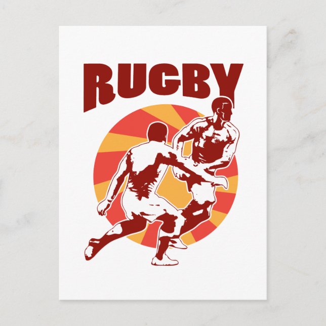 Rugby-Spieler, der den Retro-Stil überwindet Postkarte (Vorderseite)