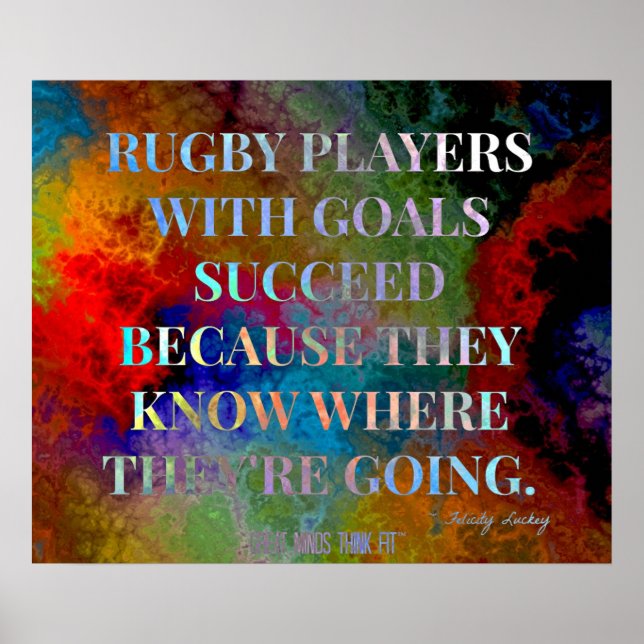 Rugby-Spieler mit Goals-Zitat für den Erfolg Poster (Vorne)