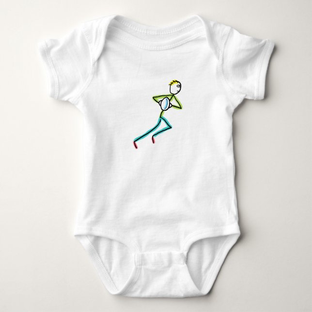 Rugby Stickman Baby Strampler (Vorderseite)