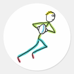 Rugby Stickman Runder Aufkleber