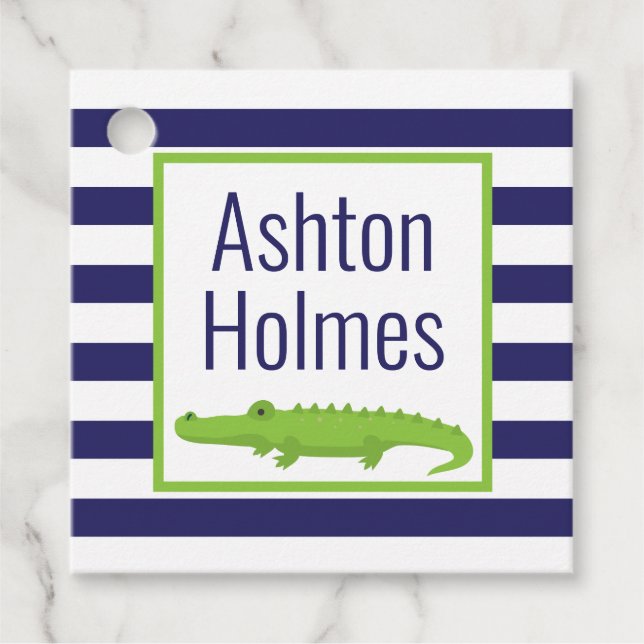 Rugby Stripes Alligator Gefälligkeitsmarken Geschenkanhänger (Vorderseite)