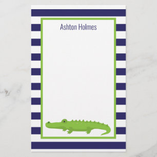 Rugby Stripes Alligator Papeterie personnalisée