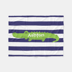 Rugby Stripes Alligator personalisiert Fleece-Blan Fleecedecke