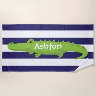 Rugby Stripes Alligator Personalisiertes Badetuch