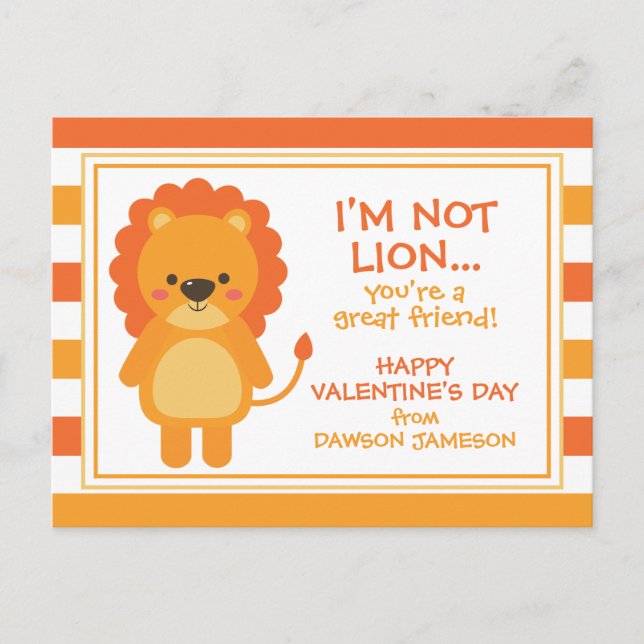 Rugby Stripes Lion Personalisiert Valentinenkarte Postkarte (Vorderseite)