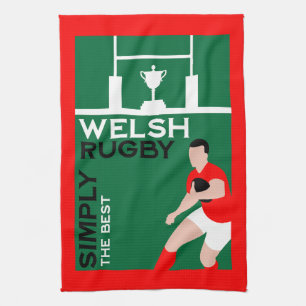 Rugby Wales Fan Art Geschirrtuch