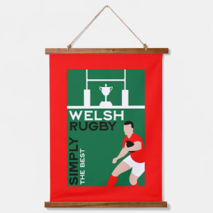 Rugby Wales Fan Art Wandteppich Mit Holzrahmen