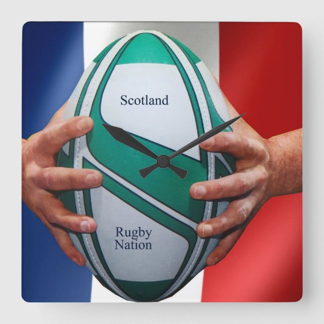 Rugby-Wanduhr Quadratische Wanduhr (Vorderseite)