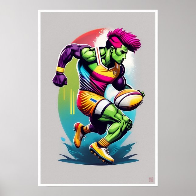 Rugby Warrior Art Print Poster (Vorne)