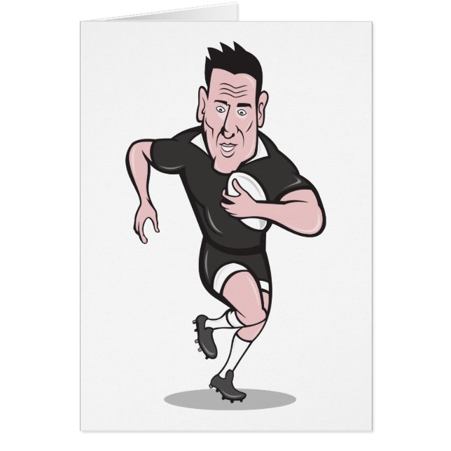 Rugbyspieler, der Ball-Cartoon führend läuft (Vorne)