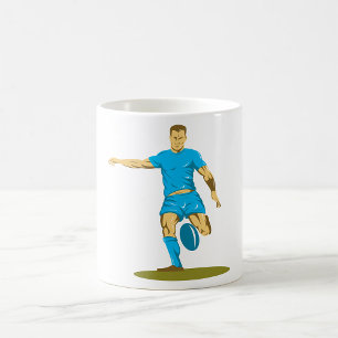 Rugbyspieler tritt Ball Athletik Sport Kaffeetasse