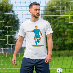 Rugbyspieler tritt Ball Athletik Sport T-Shirt