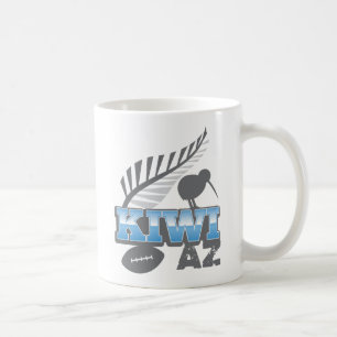 Rugbyvogel und silberner Farn Neuseeland der KIWI Kaffeetasse
