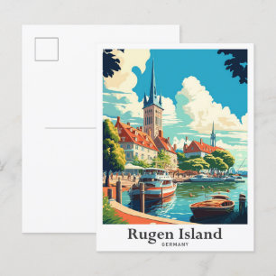 Rügen Insel Deutschland Vintage Reiseillustration Postkarte