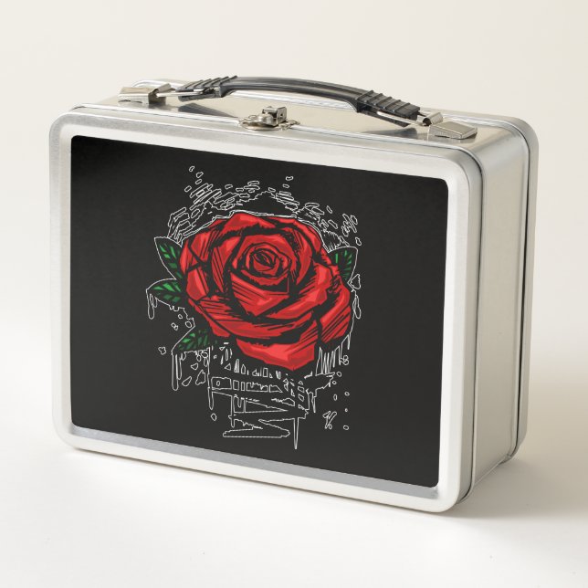 Rugge Rose Metall Brotdose (Vorderseite)
