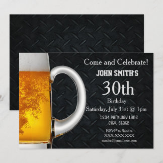 Rugged Adult Beer Men's Birthday Einladungen