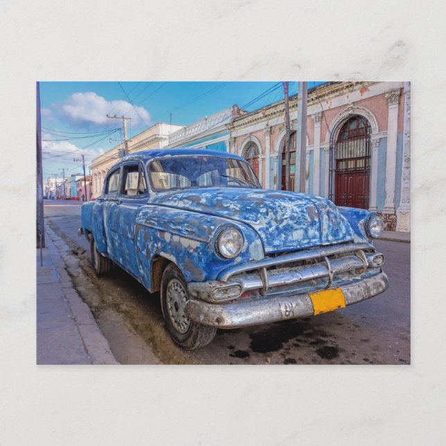 Rugged American Auto in Cienfuegos, Kuba Postkarte (Vorderseite)