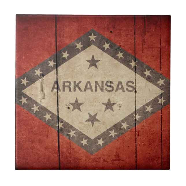 Rugged Arkansas Flag Fliese (Vorderseite)