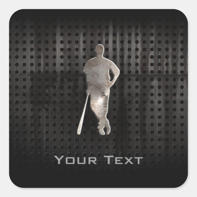 Rugged Baseball Quadratischer Aufkleber (Vorderseite)