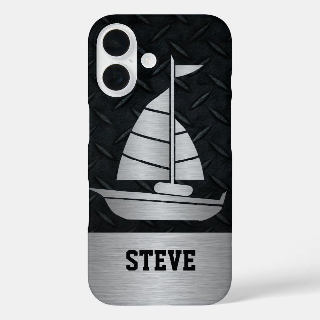 Rugged Black Diamond Plate Silver Sailboat Name title_seo2 (Rückseite)