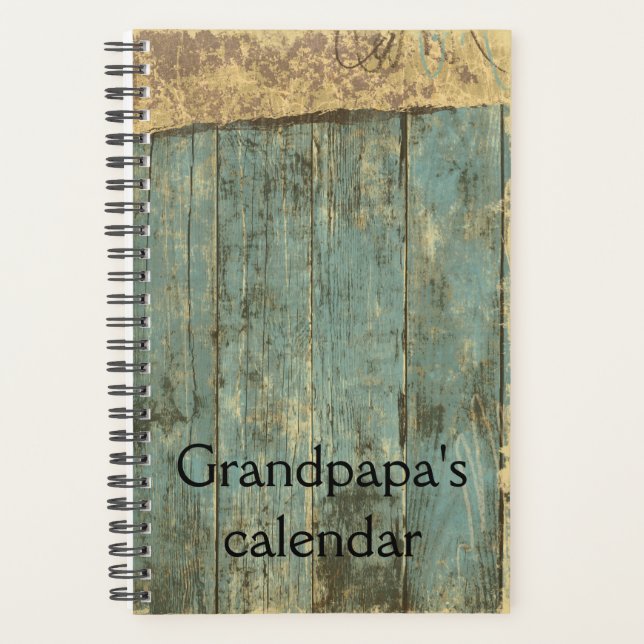 Rugged Blue Planks Grandpas Kalenderplaner Planer (Vorderseite)