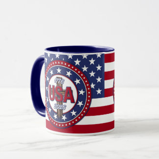 Rugged Cross USA 1776-2026 Flagge Tasse