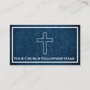 Rugged dark Blue Denim Cross Kontur Church Pastor Visitenkarte