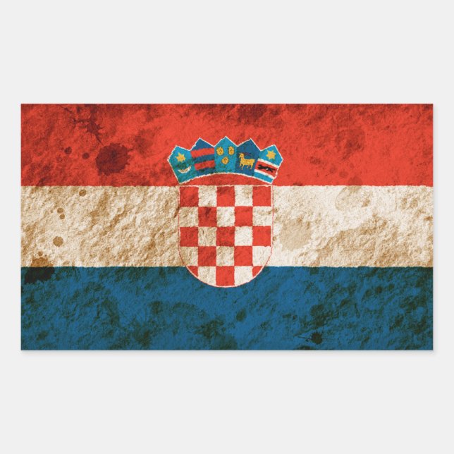 Rugged Kroatische Flagge Rechteckiger Aufkleber (Vorderseite)