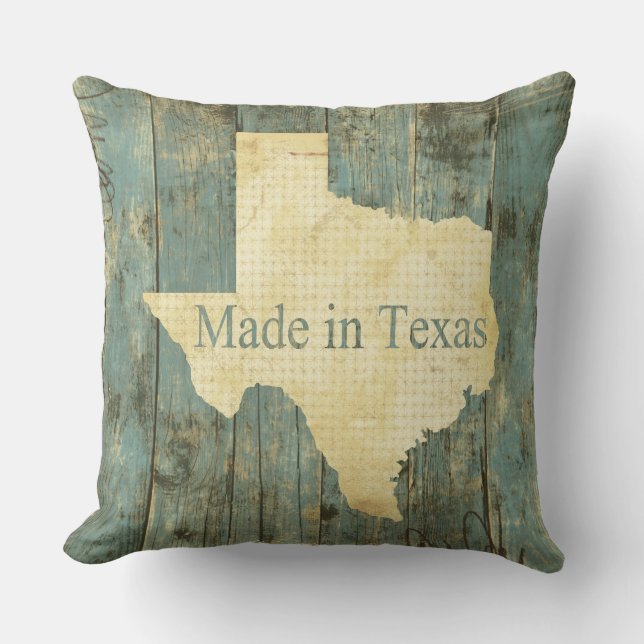 Rugged Made in Texas Blue Throw Kissen (Vorderseite)