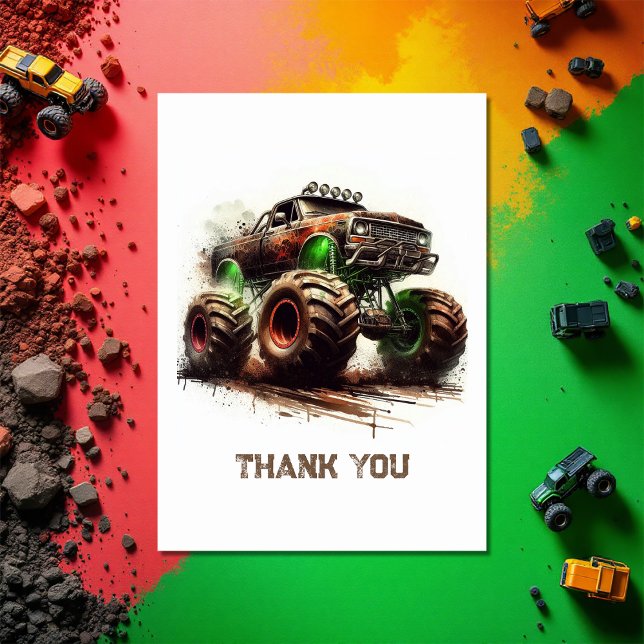 Rugged Off-Road Monster Truck Geburtstag Dankeskarte (Rugged Off-Road Monster Truck Birthday Thank You Card)