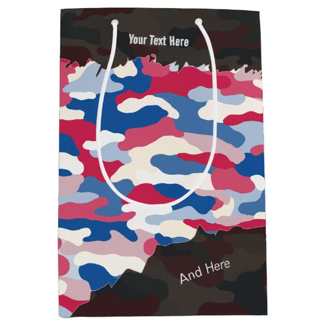 Rugged Patriotic Camouflage Personalisiert Mittlere Geschenktüte (Vorderseite)