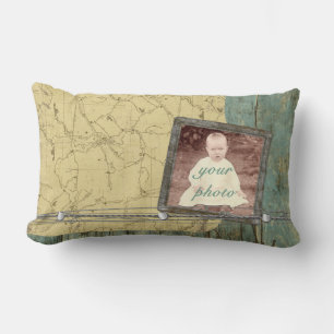 Rugged Planks Map Frame Lumbar Throw Kissen
