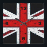 Rugged Union Jack Quadratische Wanduhr<br><div class="desc">Rugged Union Jack</div>