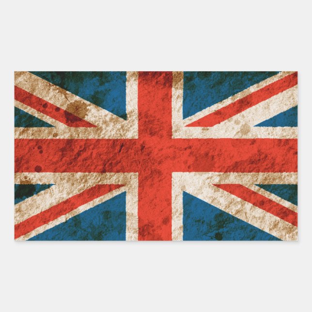Rugged Union Jack Rechteckiger Aufkleber (Vorderseite)