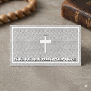 Rugged White Linen Cross Kontur Church Pastor Visitenkarte