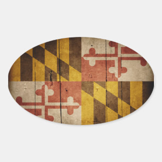 Rugged Wood Maryland Flag Ovaler Aufkleber