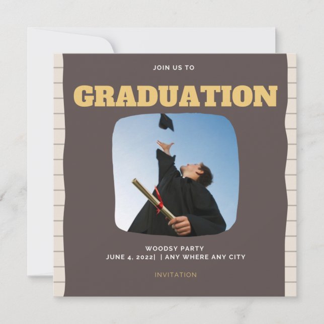 Rugged Woodsy Photo Graduation Party  Einladung (Vorderseite)