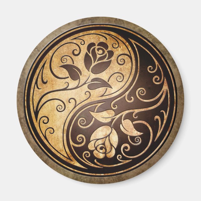 Rugged Yin Yang Rose Magnet (Vorne)