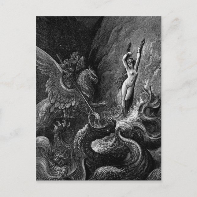 Ruggiero Rettung Angelica durch Gustave Doré Postkarte (Vorderseite)