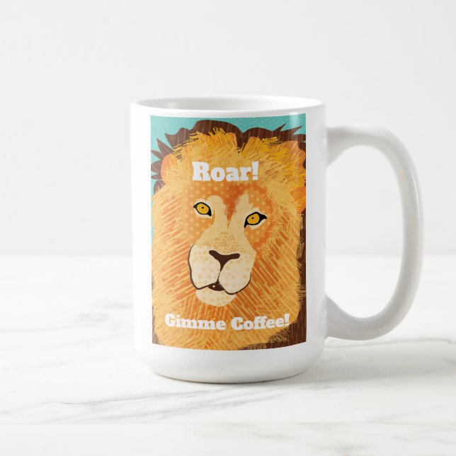 Rugir! Visage du lion graphique 15 oz. Mug (Droite)