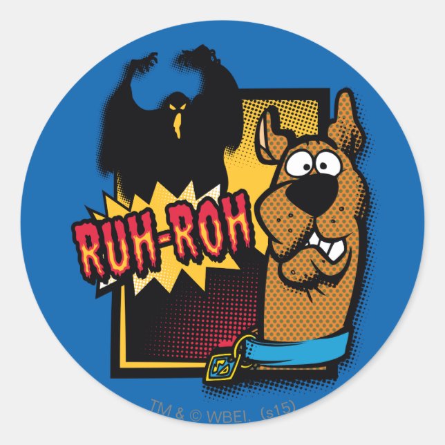 Ruh-Roh Scooby-Doo und ein Geist Runder Aufkleber (Vorderseite)